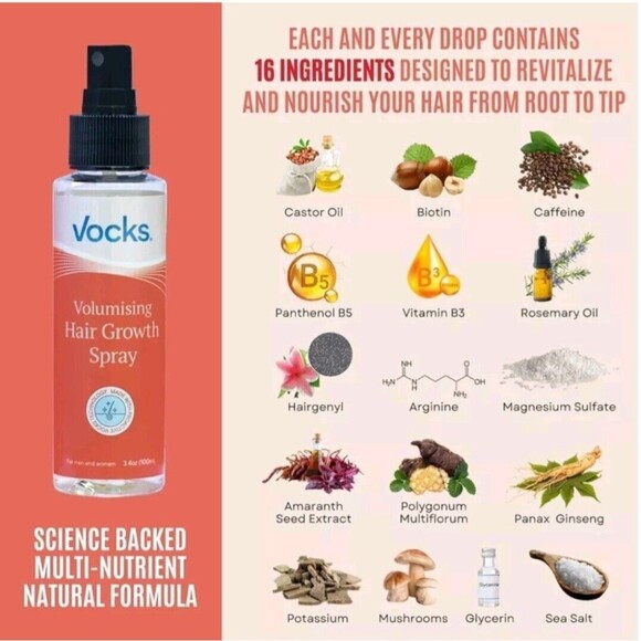 Vocks Volumising Hair Growth Spray NEW in box EXP 07/2025 - Picture 2 of 8